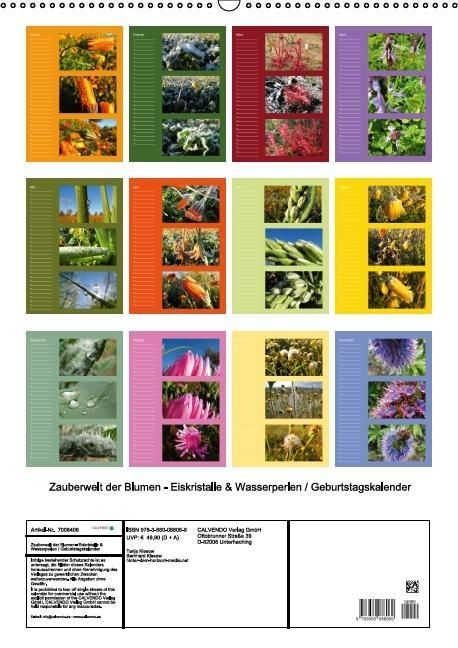Produktbild: Zauberwelt der Blumen - Eiskristalle & Wasserperlen / Geburtstagskalender (Wandkalender immerw&auml;hrend DIN A2 hoch)