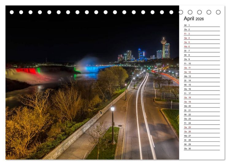 Produktbild: NIAGARAF&Auml;LLE Idyllische Impressionen bei Tag und Nacht (Tischkalender 2026 DIN A5 quer), CALVENDO Monatskalender