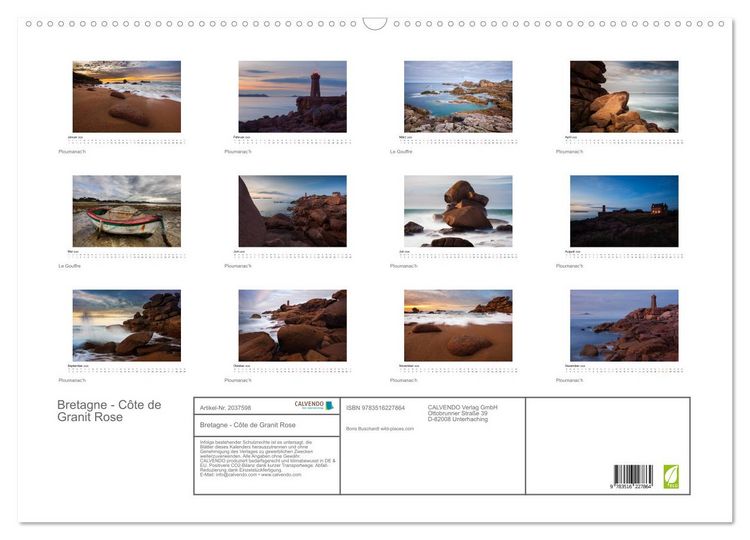 Produktbild: Bretagne - C&ocirc;te de Granit Rose (Wandkalender 2026 DIN A2 quer), CALVENDO Monatskalender