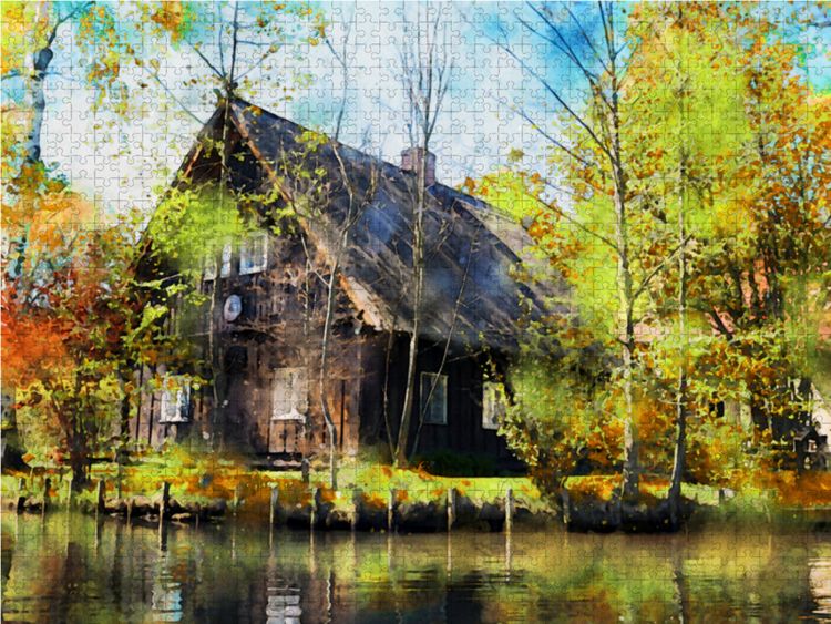 Produktbild: CALVENDO Puzzle Spreewald. Herbstansicht eines traditionellen Hauses im Spreewald. | 1000 Teile Lege-Gr&ouml;&szlig;e 64x48cm Foto-Puzzle f&uuml;r gl&uuml;ckliche Stunden