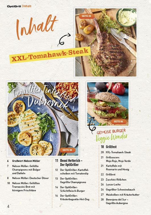 Produktbild: OptiGrill Magazin: So leicht geht lecker. Das grosse Sommer-Grillfest. Exklusive Rezepte von Nelson M&uuml;ller und Benni Hetterich "Der OptiGriller"