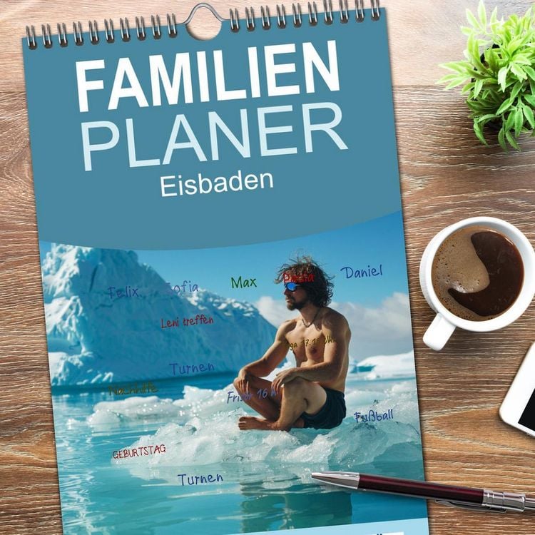 Produktbild: Familienplaner 2026 - Eisbaden mit 5 Spalten (Wandkalender, 21 x 45 cm) CALVENDO
