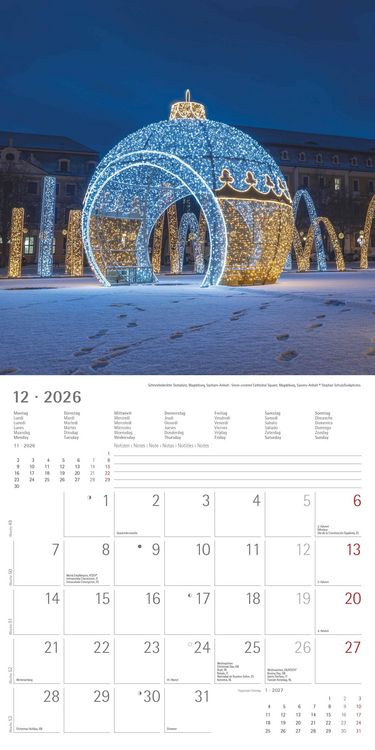 Alpha Edition - Deutschland 2026 Broschürenkalender, 30x30cm, Wandkalender mit Platz für Notizen und Termine, 12 Motive aus Deutschland, Monatsübersic