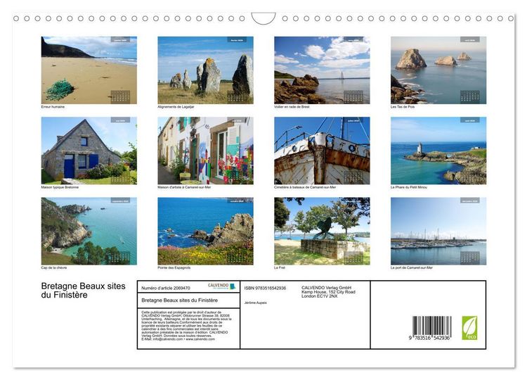 Produktbild: Bretagne Beaux sites du Finist&egrave;re (Calendrier mural 2026 DIN A3 vertical), CALVENDO calendrier mensuel