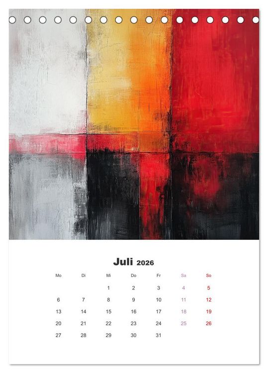 Produktbild: Abstrakte KI-Kunstwerke - Farbenfrohe Kunstmomente f&uuml;r das ganze Jahr (Tischkalender 2026 DIN A5 hoch), CALVENDO Monatskalender