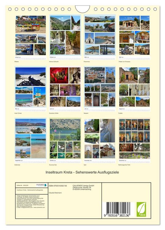 Produktbild: Inseltraum Kreta - Sehenswerte Ausflugsziele (Wandkalender 2026 DIN A4 hoch), CALVENDO Monatskalender