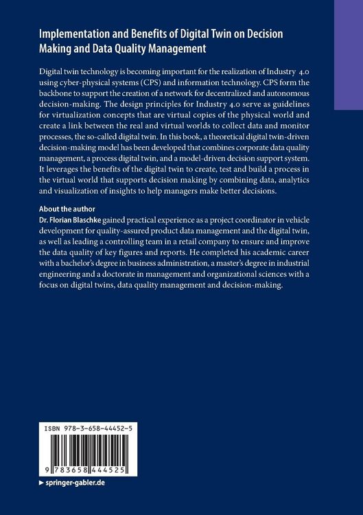 Produktbild: Implementation and Benefits of Digital Twin on Decision Making and Data Quality Management