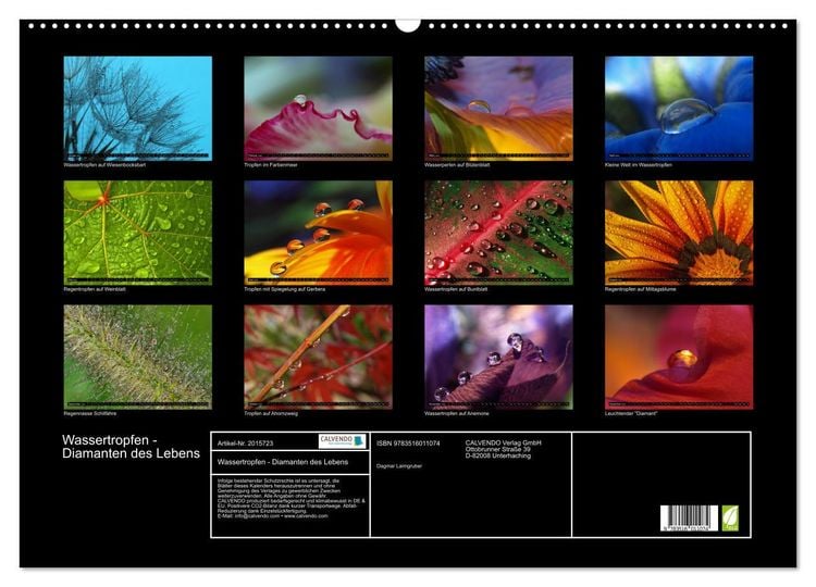 Produktbild: Wassertropfen - Diamanten des Lebens (Wandkalender 2026 DIN A2 quer), CALVENDO Monatskalender