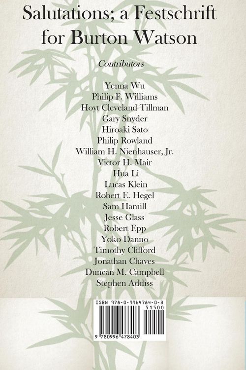 Produktbild: Salutations; a Festschrift for Burton Watson