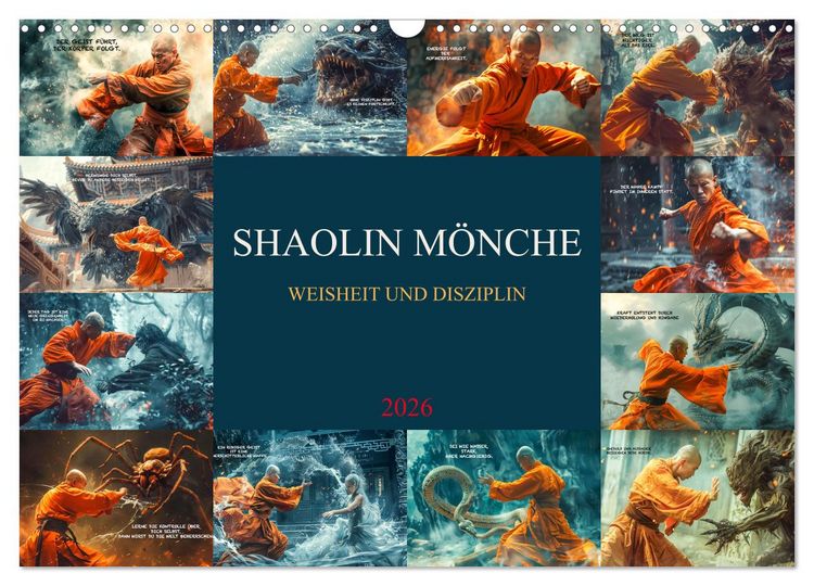 Produktbild: Shaolin M&ouml;nche - Weisheit und Disziplin (Wandkalender 2026 DIN A3 quer), CALVENDO Monatskalender