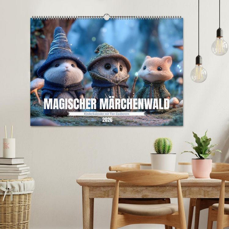Produktbild: Magischer M&auml;rchenwald - Kinderkalender mit Tier-Zauberern (Wandkalender 2026 DIN A2 quer), CALVENDO Monatskalender