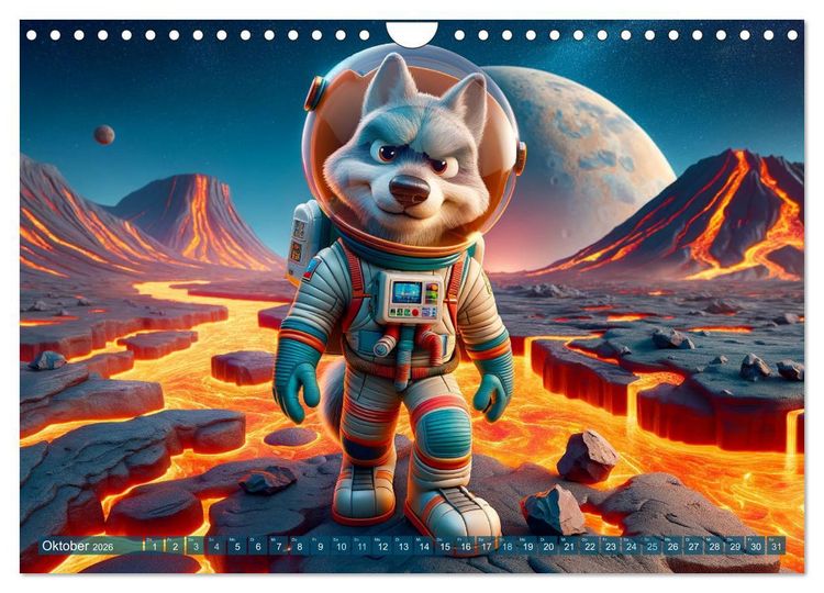 Produktbild: Tierische Raumfahrer: Durch das Universum mit Fell und Feder (Wandkalender 2026 DIN A4 quer), CALVENDO Monatskalender