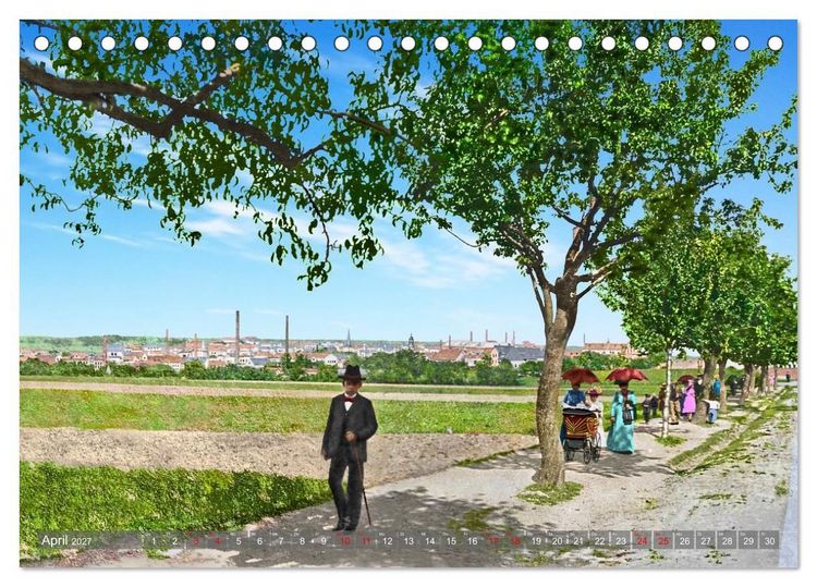 Produktbild: Aschersleben um 1900 &ndash; Auf der alten Burg - Kolorierte Schwarzwei&szlig;fotos (Tischkalender 2027 DIN A5 quer), CALVENDO Monatskalender