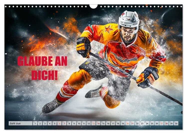Produktbild: Eishockey und positive Gedanken (Wandkalender 2026 DIN A3 quer), CALVENDO Monatskalender