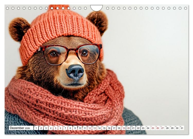 Produktbild: Strick-Pfoten - Flauschige Freunde in gestrickten Meisterwerken (Wandkalender 2026 DIN A4 quer), CALVENDO Monatskalender