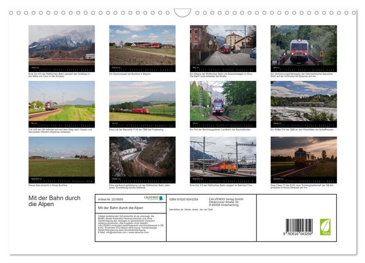 Produktbild: Mit der Bahn durch die Alpen (Wandkalender 2026 DIN A3 quer), CALVENDO Monatskalender