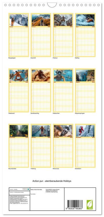 Produktbild: Familienplaner 2026 - Action pur - atemberaubende Hobbys mit 5 Spalten (Wandkalender, 21 x 45 cm) CALVENDO