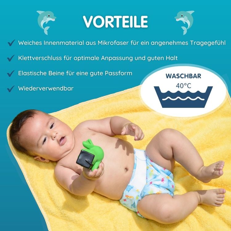 Produktbild: Freds Swim Nappy Schwimmwindel, wiederverwendbar, blau, Gr&ouml;&szlig;e 2: 9-16 kg