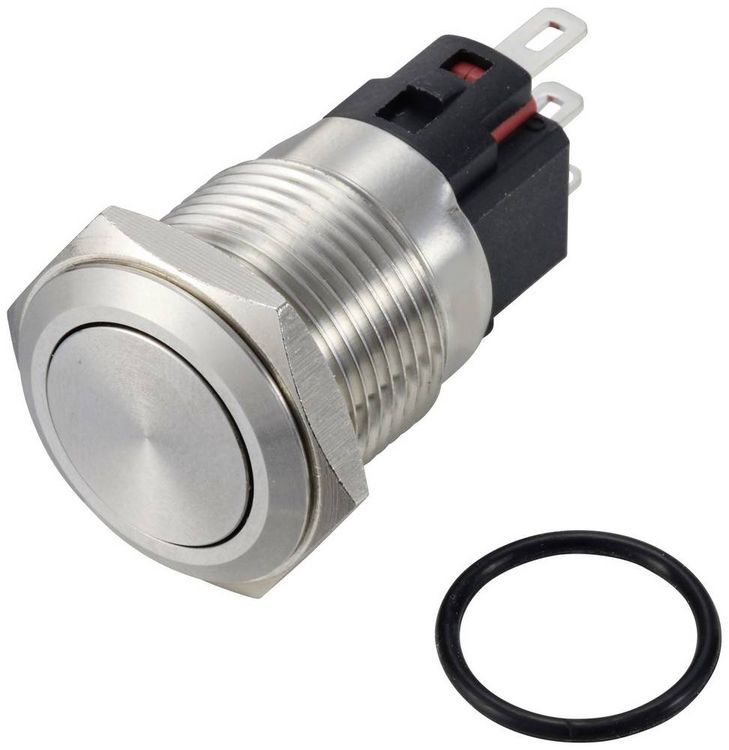 Produktbild: TRU COMPONENTS TC-12647484 Druckschalter 250 V/AC 3 A 1 x Aus/(Ein) IP65 rastend Messing, verchromt 1 St.