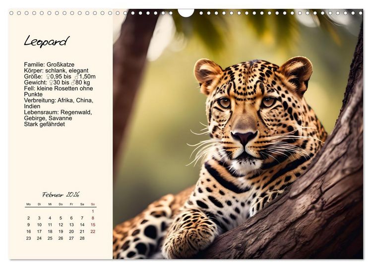 Produktbild: Zw&ouml;lf Raubkatzen im Portrait (Wandkalender 2026 DIN A3 quer), CALVENDO Monatskalender