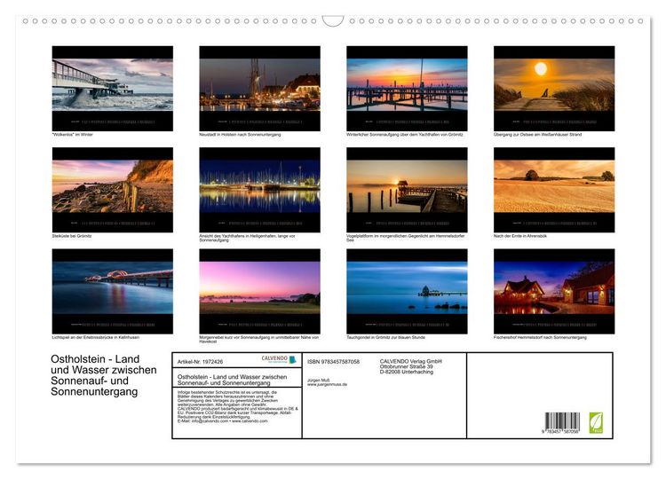 Produktbild: Ostholstein - Land und Wasser zwischen Sonnenauf- und Sonnenuntergang (Wandkalender 2026 DIN A2 quer), CALVENDO Monatskalender
