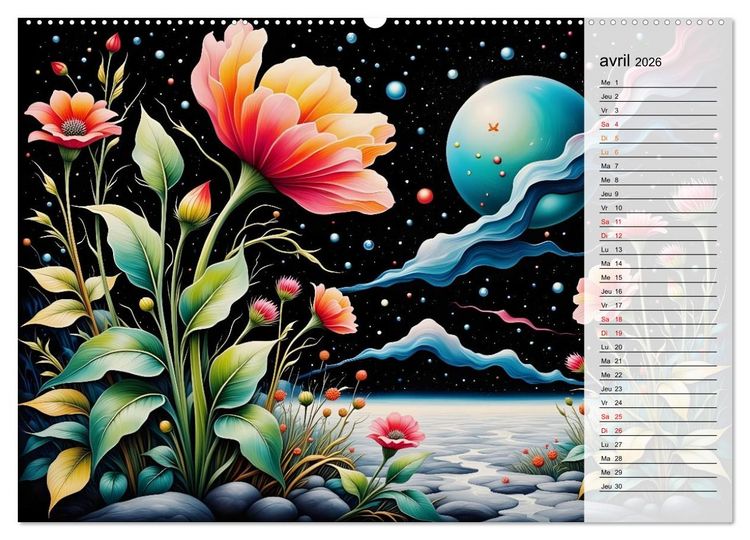 Produktbild: Fleurs de la nuit (Calendrier mural 2026 DIN A2 vertical) calendrier de bureau