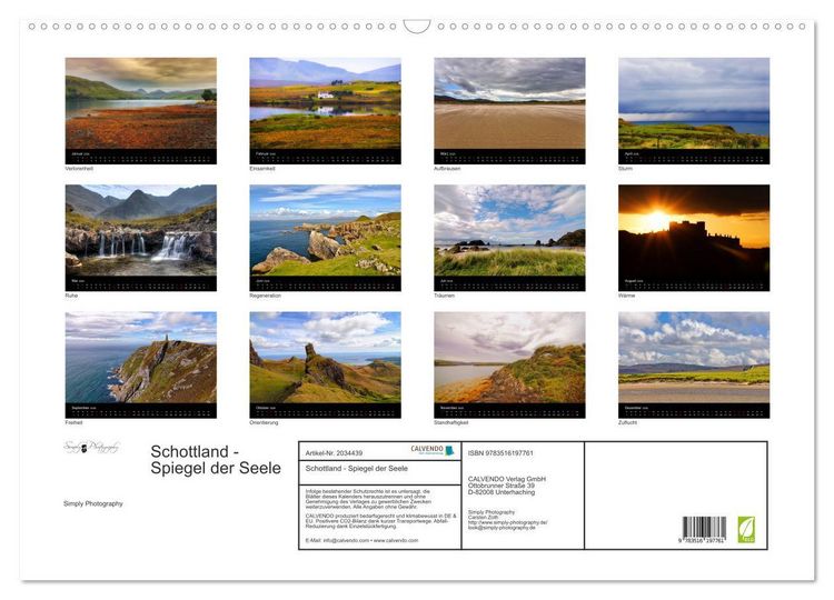 Produktbild: Schottland - Spiegel der Seele (Wandkalender 2026 DIN A2 quer), CALVENDO Monatskalender
