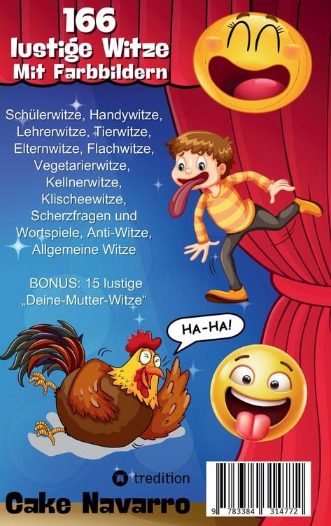 Produktbild: Witzebuch f&uuml;r Kinder - Beste Kinderwitze - 166 Witze mit Cartoons in Farbe - Geschenkbuch f&uuml;r Kinder