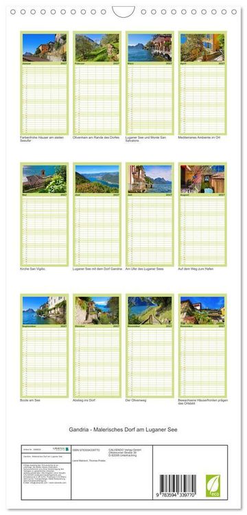 Produktbild: Familienplaner 2027 - Gandria - Malerisches Dorf am Luganer See mit 5 Spalten (Wandkalender, 21 x 45 cm) CALVENDO