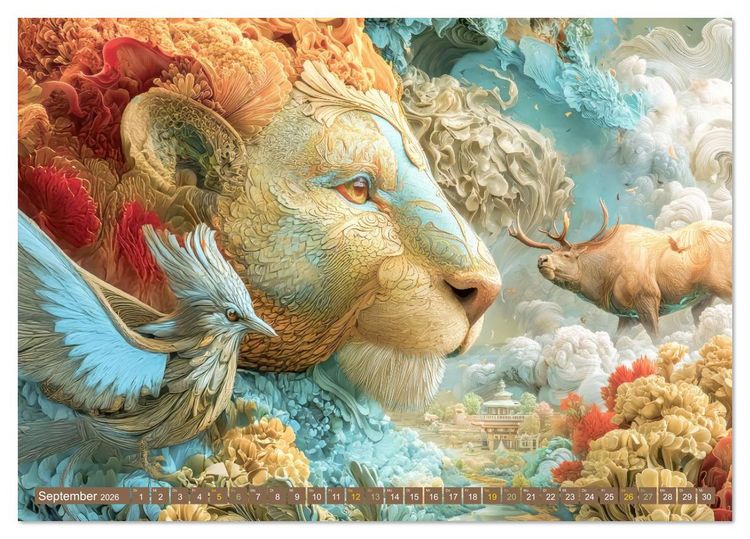 Produktbild: Tiere - Im surrealen Garten der Tr&auml;ume (Tischkalender 2026 DIN A5 quer), CALVENDO Monatskalender