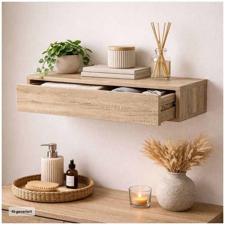 Produktbild: HTI-Living Wandregal mit Schublade 60 cm Sonoma Wandregal mit Schublade 60 cm Sonoma