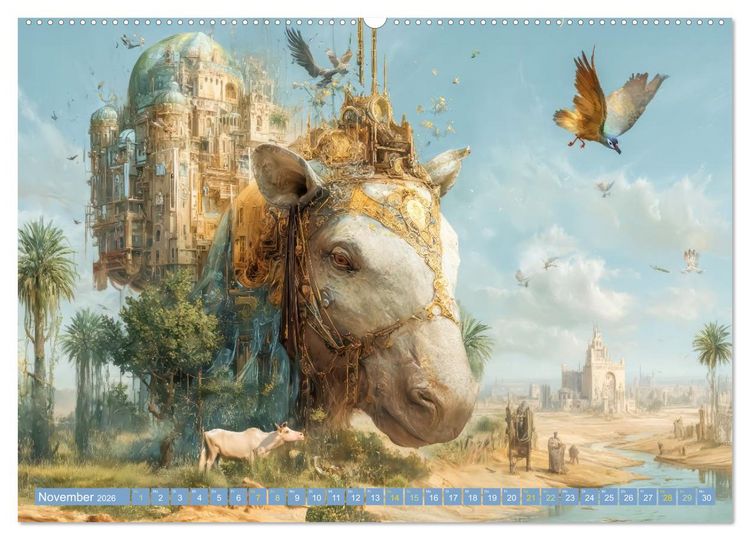 Produktbild: Tierparadies - Tierische Fantasiewelten (Wandkalender 2026 DIN A2 quer), CALVENDO Monatskalender