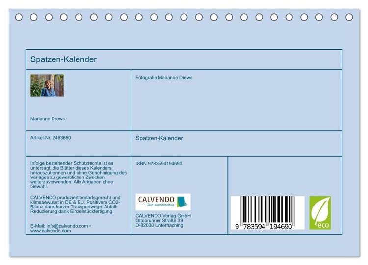 Produktbild: Spatzen-Kalender (Tischkalender 2027 DIN A5 quer), CALVENDO Monatskalender