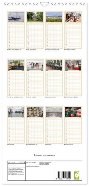 Produktbild: Familienplaner 2026 - B&uuml;sumer Impressionen mit 5 Spalten (Wandkalender, 21 x 45 cm) CALVENDO
