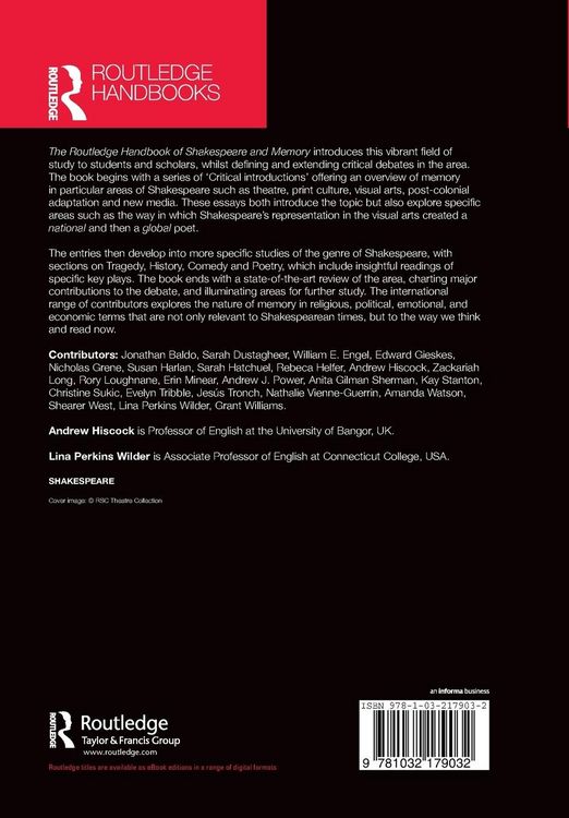 Produktbild: The Routledge Handbook of Shakespeare and Memory