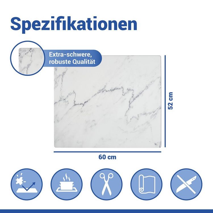 Produktbild: Schutzabdeckmatte Mod. Marmor 60 x 52 cm, hitzebest&auml;ndige Schutzmatte f&uuml;r Kochfelder