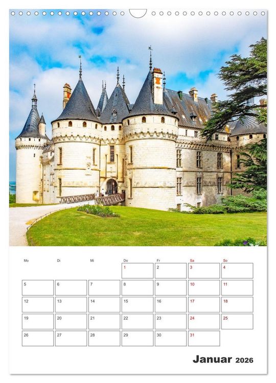 Produktbild: Schl&ouml;sser der Loire - Reiseplaner (Wandkalender 2026 DIN A3 hoch), CALVENDO Monatskalender