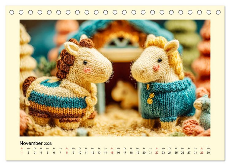 Produktbild: Flauschiger Bauernhof. Gestrickte Tierchen f&uuml;r Herz und Seele (Tischkalender 2026 DIN A5 quer), CALVENDO Monatskalender