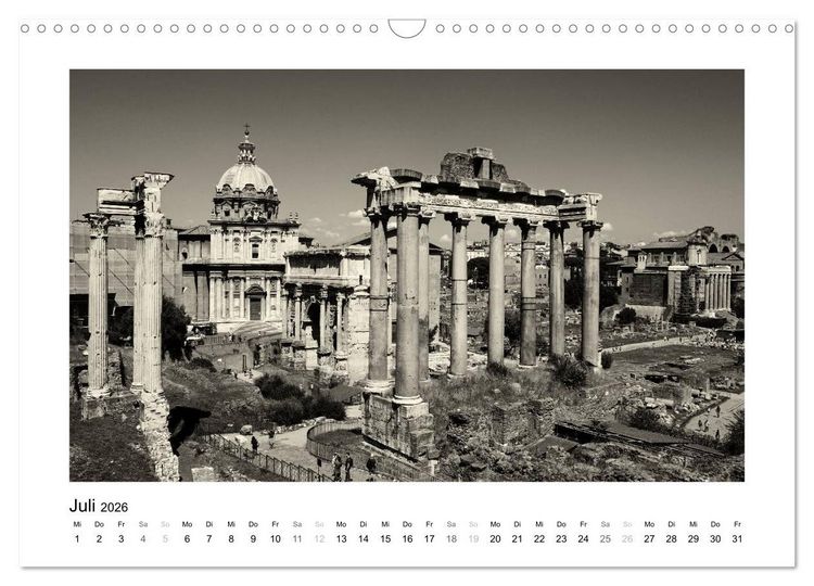Produktbild: Rom in schwarz - weiss (Wandkalender 2026 DIN A3 quer), CALVENDO Monatskalender