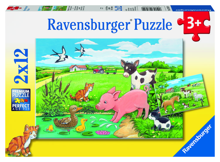 Produktbild: Puzzle Ravensburger Tierkinder auf dem Land 2 X 12 Teile