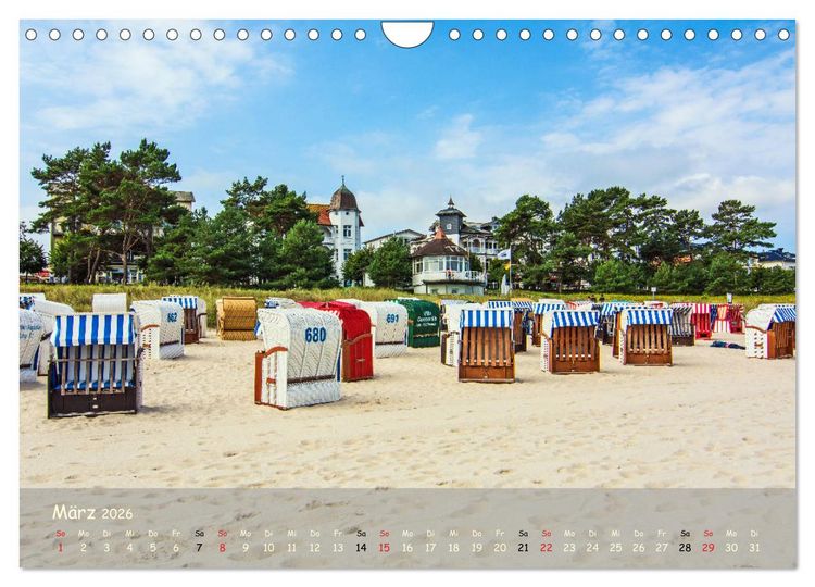 Produktbild: K&uuml;stenimpressionen von den Ostseeinseln R&uuml;gen und Usedom (Wandkalender 2026 DIN A4 quer), CALVENDO Monatskalender