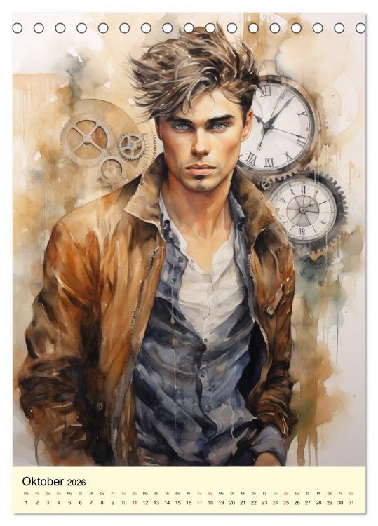 Produktbild: Steampunk Boys. Verwegene M&auml;nnlichkeit (Tischkalender 2026 DIN A5 hoch), CALVENDO Monatskalender