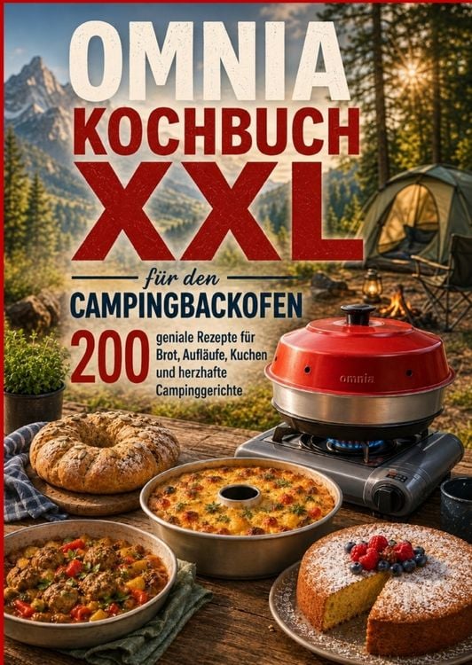 Produktbild: Omnia Kochbuch XXL f&uuml;r den Campingbackofen - 200 geniale Rezepte f&uuml;r Brot, Aufl&auml;ufe, Kuchen und herzhafte Campinggerichte