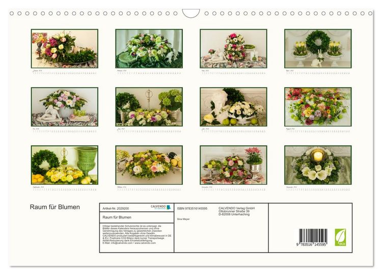 Produktbild: Raum f&uuml;r Blumen (Wandkalender 2026 DIN A3 quer), CALVENDO Monatskalender