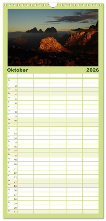 Produktbild: Familienplaner 2026 - S&uuml;dtirol im Jahreslauf mit 5 Spalten (Wandkalender, 21 x 45 cm) CALVENDO
