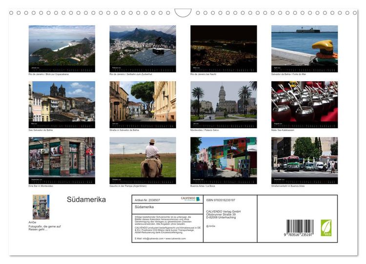 Produktbild: S&uuml;damerika (Wandkalender 2026 DIN A3 quer), CALVENDO Monatskalender