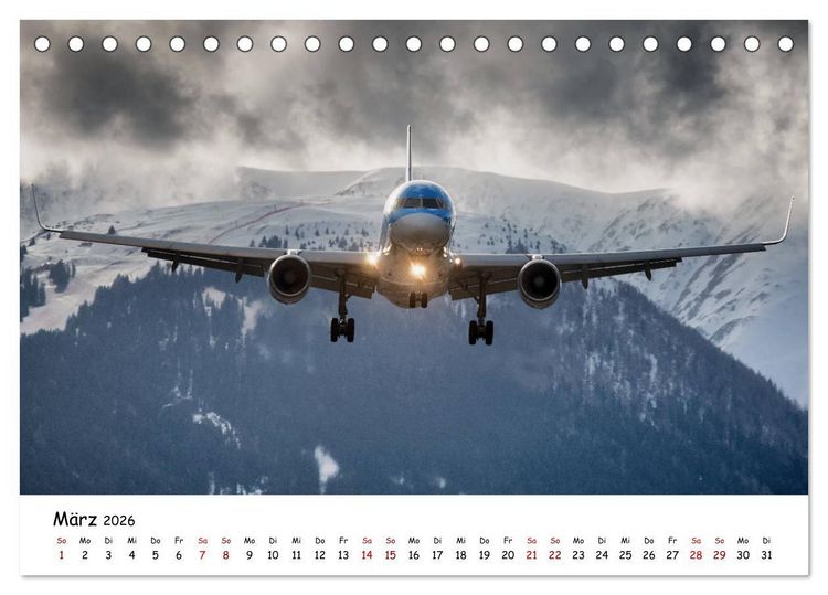 Produktbild: Flugzeuge in beeindruckender Kulisse (Tischkalender 2026 DIN A5 quer), CALVENDO Monatskalender