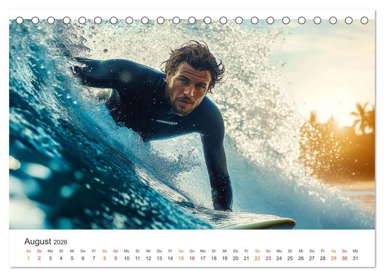 Produktbild: Surfen - Ride the Wave (Tischkalender 2026 DIN A5 quer), CALVENDO Monatskalender