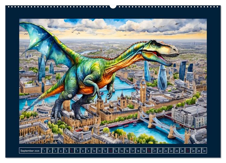 Produktbild: Dinosaurier erobern die Welt zur&uuml;ck (hochwertiger Premium Wandkalender 2026 DIN A2 quer), Kunstdruck in Hochglanz