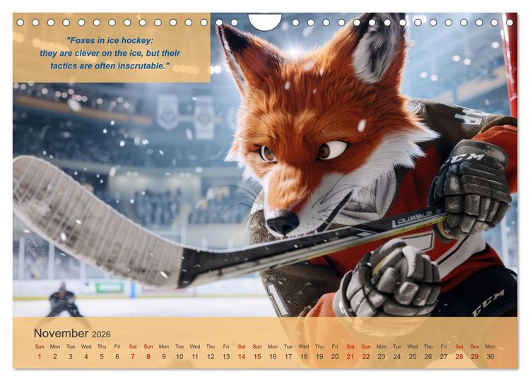 Produktbild: The most charming ice hockey animals in action (Wall Calendar 2026 DIN A4 landscape), CALVENDO 12 Month Wall Calendar